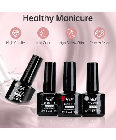 LKE Gel Nail Polish Kit - 54W UV Light 6 Color Set (White Black Red Pink Gold Silver) - Glossy & Matte Gel Top/Bottom Coat & Nail Art Tools for DIY Manicure - Buy Online on GoSupps.com