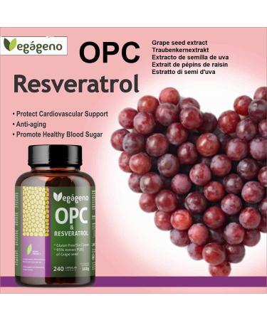 OPC Grape Seed Extract & Resveratrol - 95% High-Dose Antioxidant Non-GMO Vegan 240 Capsules | Premium Quality Supplement - Buy Online on GoSupps.com