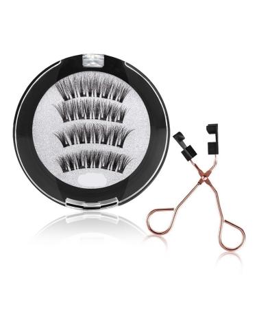 3PC 4 Magnetic Eyelashes Natural Eyelash Tape Without Glue Eyelashes Can Be Reused Best False Eyelashes (Size : DWSP-4Black)