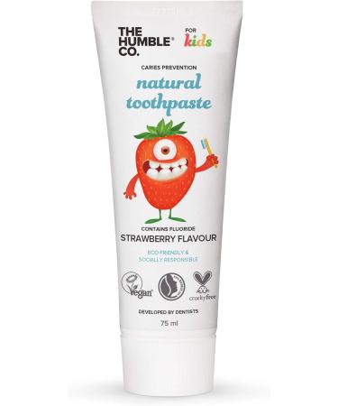 The Humble Co. Natural Fluoride Toothpaste for Kids (1 x 75ml) | Strawberry | Eco-Friendly Vegan Dentist Approved - Prevents Bad Breath Cavities & Plaque - Buy Online on GoSupps.com
