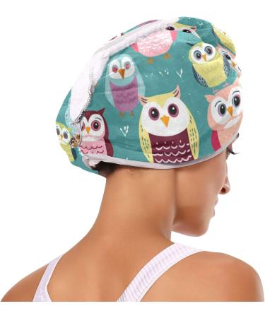 Cartoon Owl Hair Towel 2 Pack - Super Absorbent Quick Dry Hair Turbans for Women & Girls - Buy Online on GoSupps.com