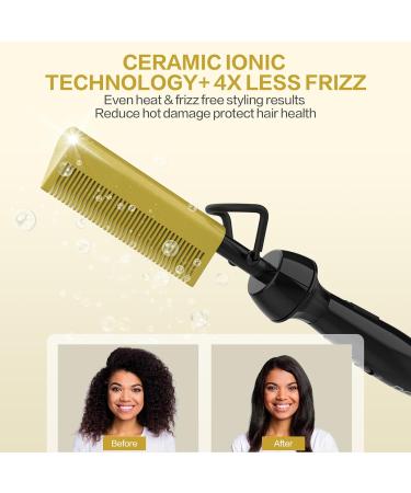 DAN Mini Electric Hot Comb for Wigs & Afro Hair - Anti-Scald Straightening Comb | Ceramic Dual Voltage Hot Comb Hair Straightener in Gold - Buy Online on GoSupps.com