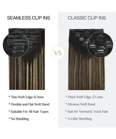 Doores Real Hair Extensions - Seamless Balayage Natural Black to Hellblond | 50cm 20 Inch 7 Pieces 110g Remy Human Hair PU Clip In Extensions - Buy Online on GoSupps.com