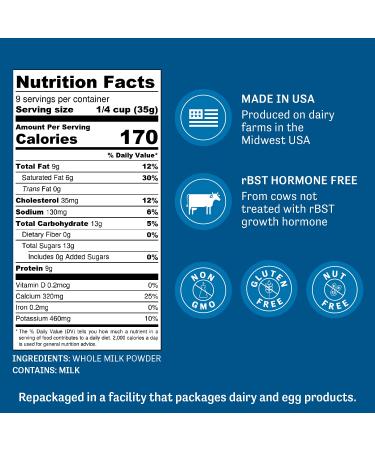 Judees Pure Whole Milk Powder 11 oz - 100% Non-GMO  rBST Hormone-Free  Gluten-Free and Nut-Free - Pantry Staple  Baking Ready  Great for Travel  and Reconstituting - Made in USA Whole Milk 11 Ounce (Pack of 1) - Buy Online on GoSupps.com
