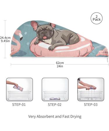 Dog Swimming Ring Flamingo Hair Towel 2 Pack | Super Absorbent Quick Dry Turbans for Women & Girls - Buy Online on GoSupps.com