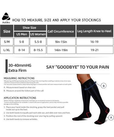 Medical Graduated Compression Socks 30-40 mmHg - 2 Pack, Extra Firm Support, Knee High Circulation Socks for Men & Women - Black Cable Pattern, Large-X-Large - Buy Online on GoSupps.com