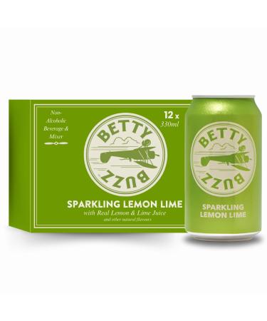 Betty Buzz Sparkling Lemon Lime Premium Sparkling Soda by Blake Lively Natural Flavours & Sweeteners Only Clean Ingredients 12 x 330ml Cans Sparkling Lemon Lime 12 x 330ml