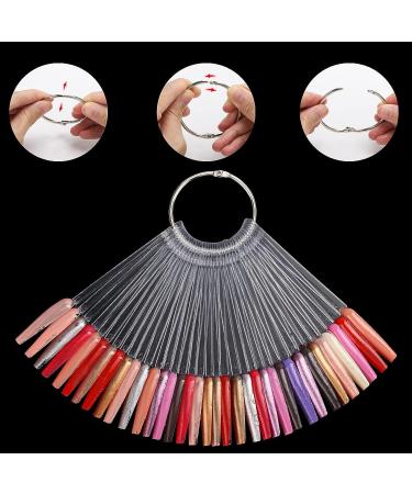 300 Pcs Nail Swatch Sticks with Number Stickers - Clear Fan-shaped Display for Nail Polish Color Samples - Practice Nails Sticks with Ring for Home DIY - Buy Online on GoSupps.com