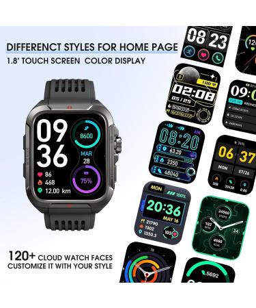 Yukigefe Smartwatch with Telephone Function | 1.8 Touchscreen | Unisex Alexa IP68 Waterproof Fitness Tracker & Health Monitor | 100+ Sports Modes | Black - Buy Online on GoSupps.com