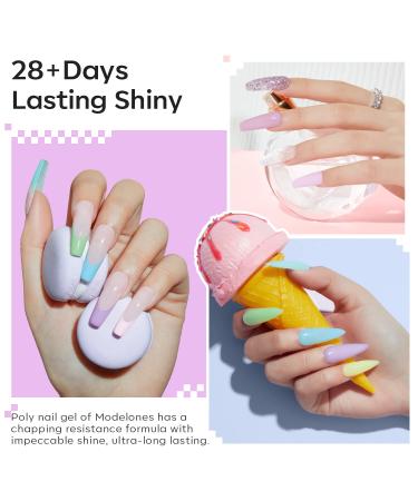 Modelones 59 Pcs Poly Nail Gel Kit Starter - Pastel Spring Colors Poly Nail Extension Gel with 6W Nail Lamp and Nail Art Accessories - Ideal for Beginners - Buy Online on GoSupps.com