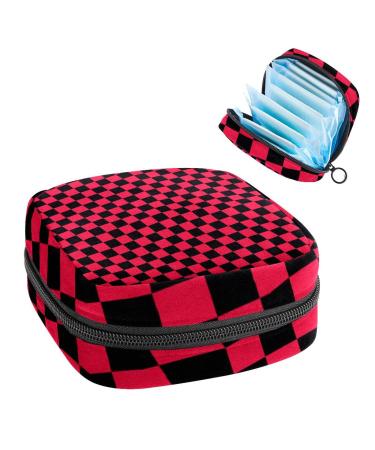 GIAPB Period Bag Sanitary Napkin Storage Bag Period Pouch Travel Makeup Bag Red Squares Black Plaid Color3329