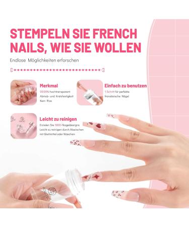 Aokitec French Tip Nails Stencil Kit - 4 PCs Nail Stamp for Long & Short Gel Nails - DIY Nail Art Accessories - Buy Online on GoSupps.com