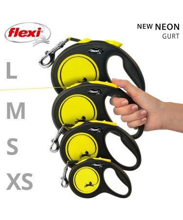 Buy Flexi New NEON L Belt 5m for Dogs up to 50kg - Black/Neon Yellow | International Shipping Available - Buy Online on GoSupps.com