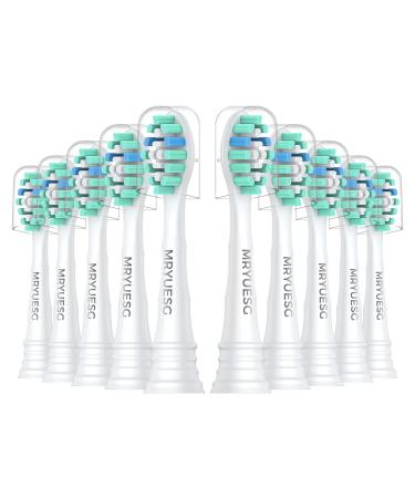 MRYUESG Replacement Heads Compatible with Philips Sonicare 10 Pack MRYUESG Electric Toothbrush Heads Designed for Phillips Diamond-Clean Plaque Control Brush Head for C2 4100 5100 6100 C2-white