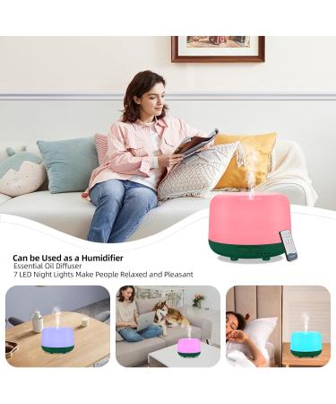 Diffofe 300ml Essential Oil Diffuser with Remote Control - Electric Aroma Humidifier - 8 Hours Quiet Operation - 7 LED Color Night Lights - Timer - Green - Buy Online on GoSupps.com
