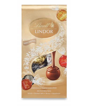 Lindt chocolate lindor mixture |137 g bag |approx. 10 balls with a delicate melting filling in the varieties milk dark 60% white hazelnut |Praline gift |Gift mixture 137 g (1 Pack) - Buy Online on GoSupps.com
