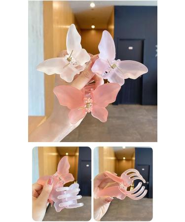 Transparent Butterfly Half Tied Hair Clip Back Spoon Clip Frosted Shark Clip Hair Clip FrostedButterfly-Tan - Buy Online on GoSupps.com