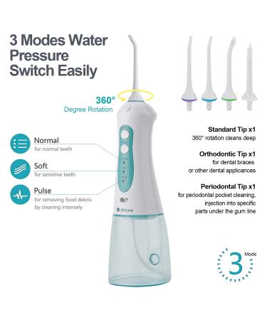 Buy Freshjoy Cordless Water Flosser - Portable Oral Irrigator 300ml IPX7 Waterproof FDA Approved 4 Jet Tips 3 Modes | Best for Home & Travel - Buy Online on GoSupps.com
