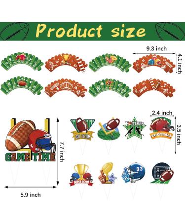 49 Pcs Football Cupcake Topper and Cupcake Wrapper Supplies Sports Game Day SUPER BOWL Sunday Party Decorations - Buy Online on GoSupps.com