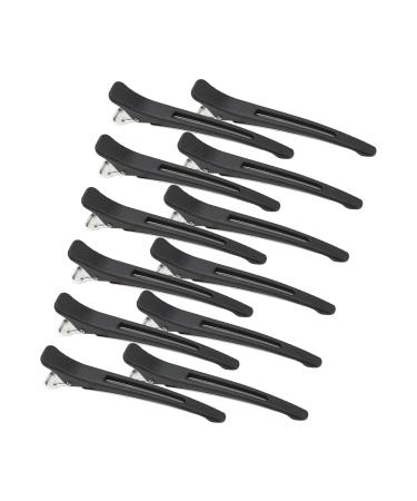 BAHABY 12 Pack Professional Hair Clips for Styling Sectioning Black Non Slip Hair Clips with Silicone Band No-Trace Hair Clips for Hair Deep Conditioning Blow Drying Cutting Coloring Styling Sectioning