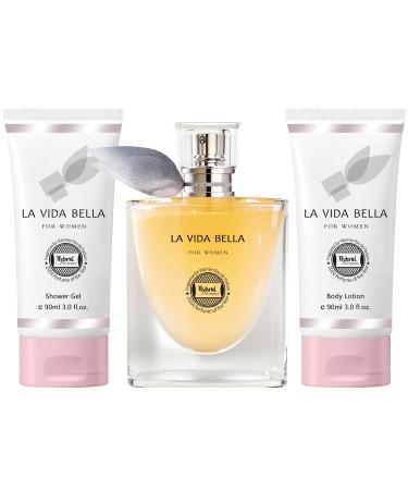 Hybrid & Company Women La Vida Bella 3 Pcs Gift Set Contain 100ml Perfume 90ml Body Lotion 90ml Shower Gel La Vida Bella Gift Set - Buy Online on GoSupps.com