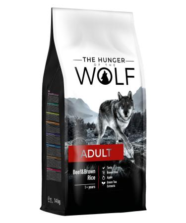The Hunger of the Wolf Dog food for adult dogs of all breeds finely prepared dry food with beef and brown rice - 14 kg adult beef and brown rice 14 kg (1 Pack)