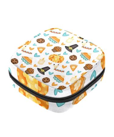 Thanksgiving Dessert Sanitary Napkin Storage Bag Feminine Product Pouches Portable Period Kit Bag Menstruation First Period Bag for Women Teen Girls Ladies Menstrual Cup Pouch Tampon Bags Color 1