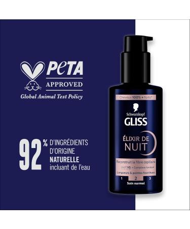 Schwarzkopf - GLISS - Night Elixir - Rebuilds Hair Fiber - Haptiq System - Ionic Complex - Lengths & Split Ends - 100% Stronger Hair - Normal Care - No Rinse - 100ml - Buy Online on GoSupps.com