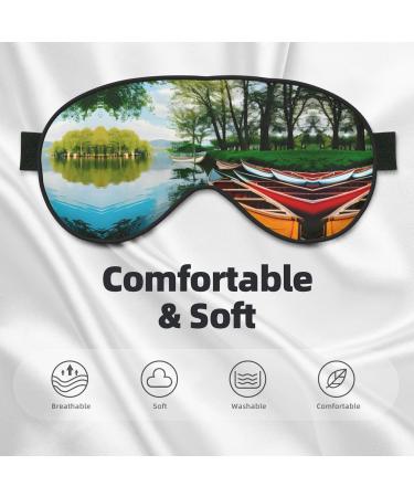 Lake with Boats Canoes Eye Mask | Soft Breathable Travel Sleep Patch for Relaxation - Buy Online on GoSupps.com