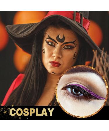 Glitter Sticker Set with Bold Colors for Easy Makeup Black Solid 4 Pairs Waterproof and Reusable Suitable for Parties and Daily Life (Purple) - Buy Online on GoSupps.com