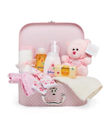 Baby Gift Set  Keepsake Box in Pink with Baby Clothes, Teddy Bear and Gifts for a Baby Girl Single PINK