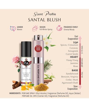 CA Perfume Duo Impression of Santal Blush For Women Eau de Parfum Refillable Atomizer Sprayer + Fragrance Body Oil Travel Size Roll-On Bottle 0.27 Fl Oz+0.33 Fl Oz - Buy Online on GoSupps.com