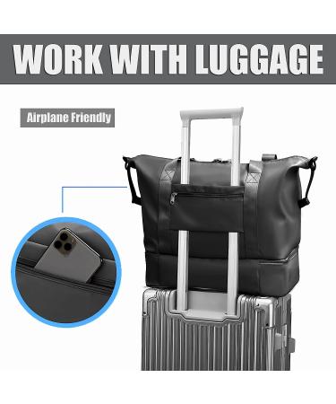 MOCARE Travel Duffel Bag for Women - Foldable Lightweight Gym Tote with Shoe Compartment (Black) - Buy Online on GoSupps.com