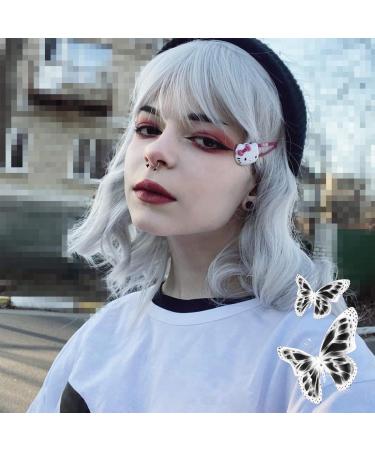 Women's Short Bob Wig with Bangs Curly Wavy Harajuku Style - Silver White Color - Perfect for Daily Wear, Halloween, and Cosplay Parties - Buy Online on GoSupps.com
