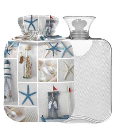 NAANLE OCEAN SEASHELL hot water bottle with cover Transparent hot water bottle 1L heat bottle for bed handfeers Warmer pain relief heat and cold therapy