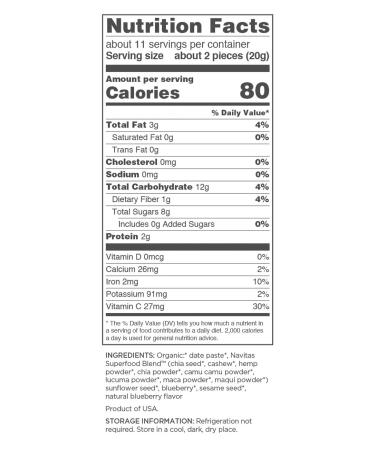 Navitas Organics Blueberry Hemp Power Snacks - 8 oz (227 g) | Healthy Energy Boost - Buy Online on GoSupps.com