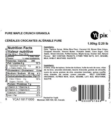 Yupik Pure Maple Crunch Granola 1 Kg - Buy Online on GoSupps.com