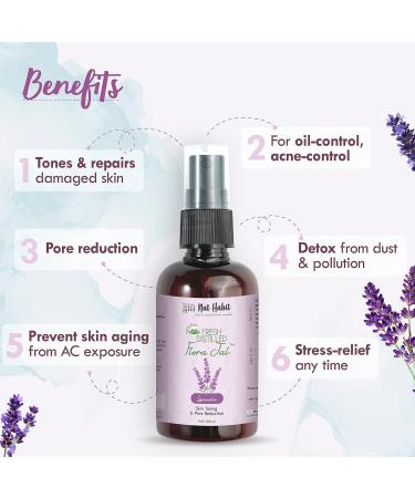 NAT Habit - 100% Pure Lavender Jal - Lavender Water - Toner Face-Mist Astringent & Face Spray- Ayurvedic Steam-Distilled for Oil-Control Acne-Control Skin Hydration (Pack of 1 100 ml) - Buy Online on GoSupps.com