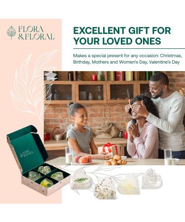 Flora & Floral Clear Vegan Bath Soap Gift Set - 4 pc Heart Shaped Body Soap with Argan & Coconut Oil - 2 oz - Buy Online on GoSupps.com