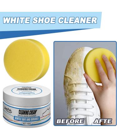 White Shoe Cleaning Cream - 100g White Trainer Cleaner - Shoe Whitener For Trainers - Shoes Whitening Cream With Sponge - Household White Shoe Cleaner Tools For Canvas Sports Shoes 1 set - Buy Online on GoSupps.com