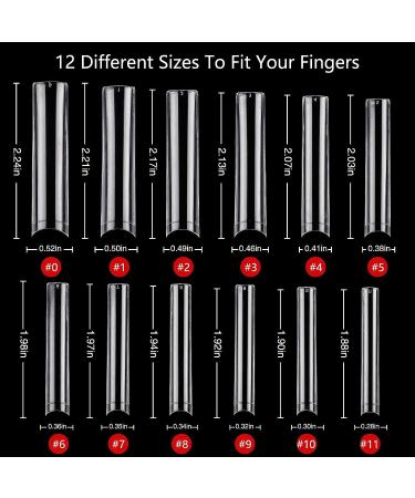 360Pcs XXL Extra Long Clear Nail Tips for Acrylic Nails - 12 Sizes, Half Cover Tapered Square Straight Fake Nails for Nail Salon Home DIY Nail Art - 360PCS XXXL Square - Buy Online on GoSupps.com