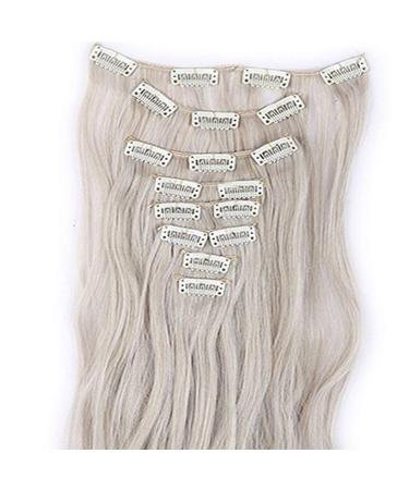 Clip-In Hair Extensions - 18 Clips 60cm Wavy Ash Blonde & Silver Gray - Realistic Synthetic Tresses for Full Head Coverage - Buy Online on GoSupps.com