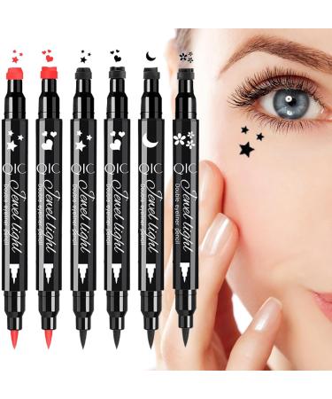 Pen Eye Liner Stencil | Black Eye Liner Liquid Pencil Eye Liners - Double-Headed Eye Liner Pen Long-Lasting Liquid Liner with Eye Makeup Stencil Cat Eye Winged Eye Liner - Buy Online on GoSupps.com