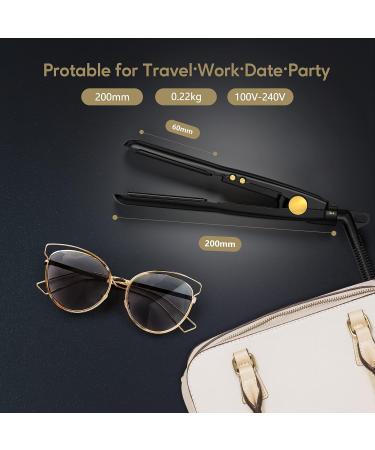 Terviiix Mini Hair Straightener for Short Hair - Compact 1/2 Inch Flat Iron with Variable Heat Settings, Dual Voltage Tourmaline Ceramic, Travel-friendly & Automatic Power Off - Black - Buy Online on GoSupps.com
