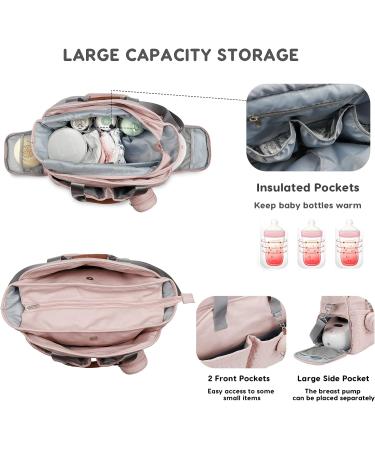 SONARIN Stylish Large Capacity Baby Nappy Changing Tote Bag - Waterproof Satchel Messenger Bag for Travel - Pink - Buy Online on GoSupps.com