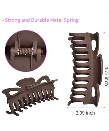 Jumbo Hair Clips for Women - Extra Large 4.7 Inch Claw Clips for Thick Hair - Fashion Hair Accessories in Neutral/Brown - Pack of 4 - Buy Online on GoSupps.com