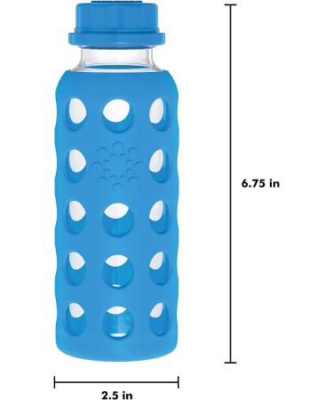 Lifefactory 9 oz Glass Bottle with Flat Cap and Silicone Sleeve - Ocean | Eco-Friendly Reusable Water Bottle - Buy Online on GoSupps.com