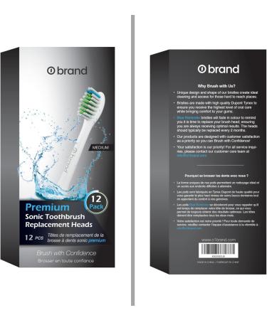 12 Pack o1brand ADULT Toothbrush Heads Compatible with Sonicare Electric Toothbrush Medium Softness Premium Brush Heads (White) - Buy Online on GoSupps.com