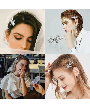 Diamante Hair Clips for Women Silver Hair Clips Bridal Hair Clip Leaf Wedding Hairpin Girls Hair Barrettes Wedding Hair Clips Valentine's Day Birthday Gifts - Buy Online on GoSupps.com