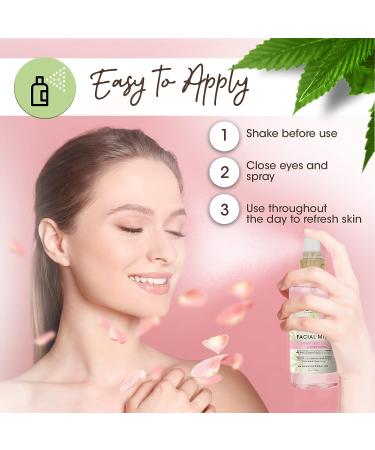 Hemp Infused Hydrating Rose Water Face Mist - 4oz Setting Spray with Hemp Seed Oil for Hydration - Buy Online on GoSupps.com